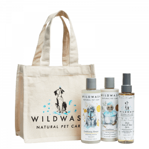 Geschenkset Langhaarhunde, Tasche mit Shampoos für Hunde